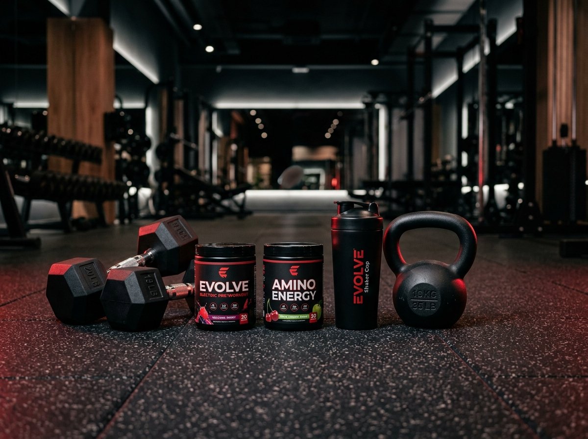 Suppléments et haltères en salle de sport